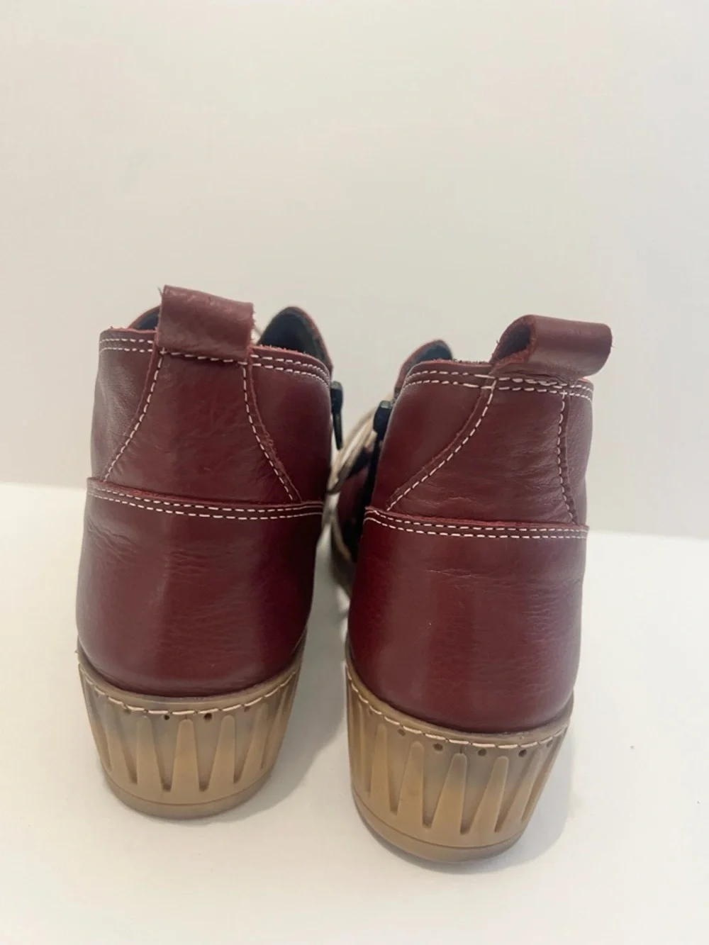 Spring Step Nespea Booties Burgundy Leather Lagenlook Comfort EU 39/8